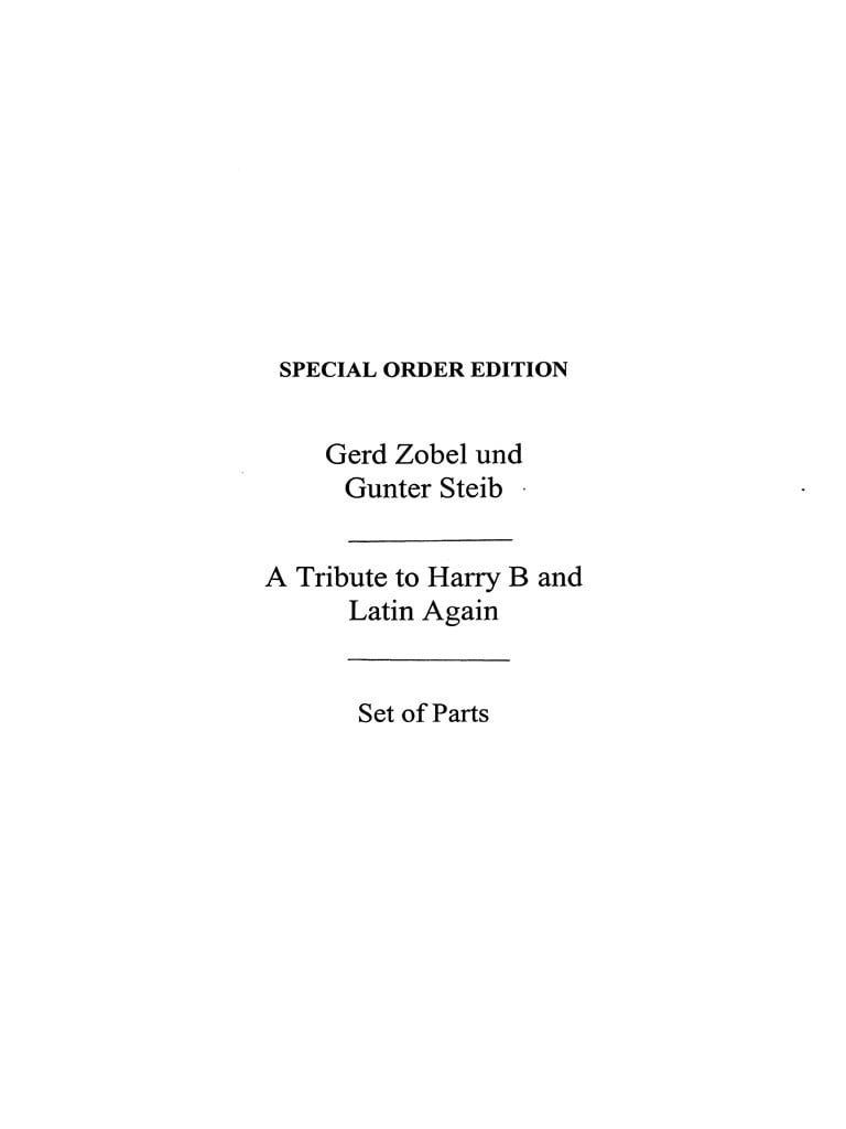 Zobel, G A Tribute To Harry B/Latin Again Tocm Bnd